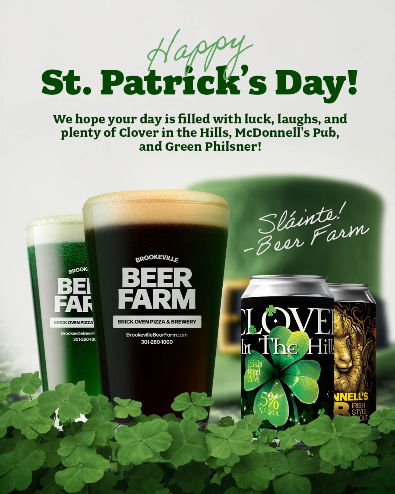 Happy St. Patrick&rsquo;s Day 🍀 We hope your day is filled with luck, laughs, and festive Beer Farm brews 💚 Sl&aacute;inte! 🍻 #BeerFarm
