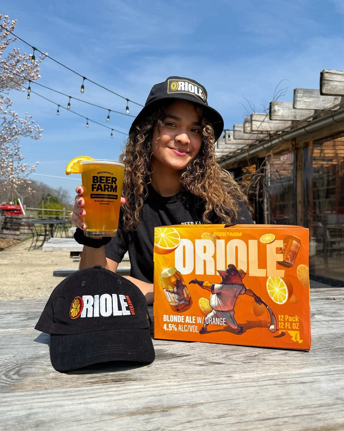 Happy Opening Day! 🍊 Our Oriole Blonde Ale is on draft and available to-go all season long ⚾️ Oriole hats are also in stock at the taproom and online at beerfarmbrands.com/merchshop 🍻 #OpeningDay #Orioles #BeerFarm #BrookevilleBeerFarm