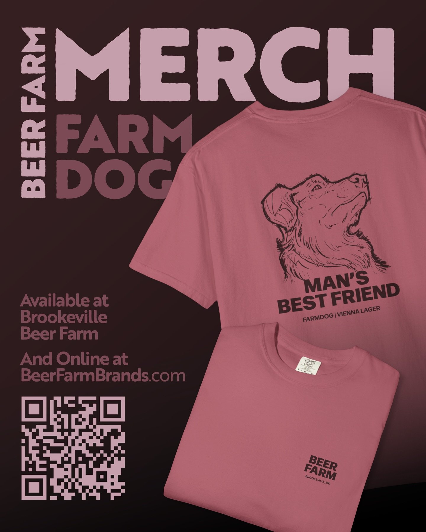 Farm Dog tee is here 🐾 Grab yours at the farm while supplies last or shop online anytime 🍻 #BeerFarm #FarmDog #NewMerch #BrookevilleBeerFarm