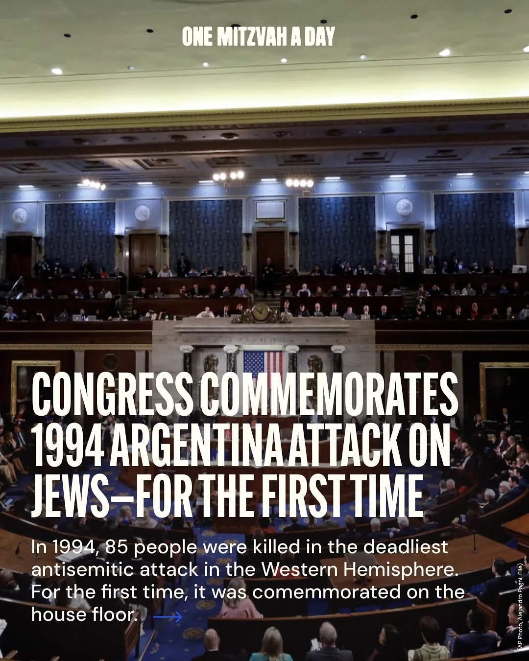 In 1994, 85 people were killed in the deadliest antisemitic attack on the Western Hemisphere. On July 18, 1994, a suicide bomber drove a van into the Asociación Mutual Israelita Argentina (AMIA), a Jewish community center in Buenos Aires. 
Fo