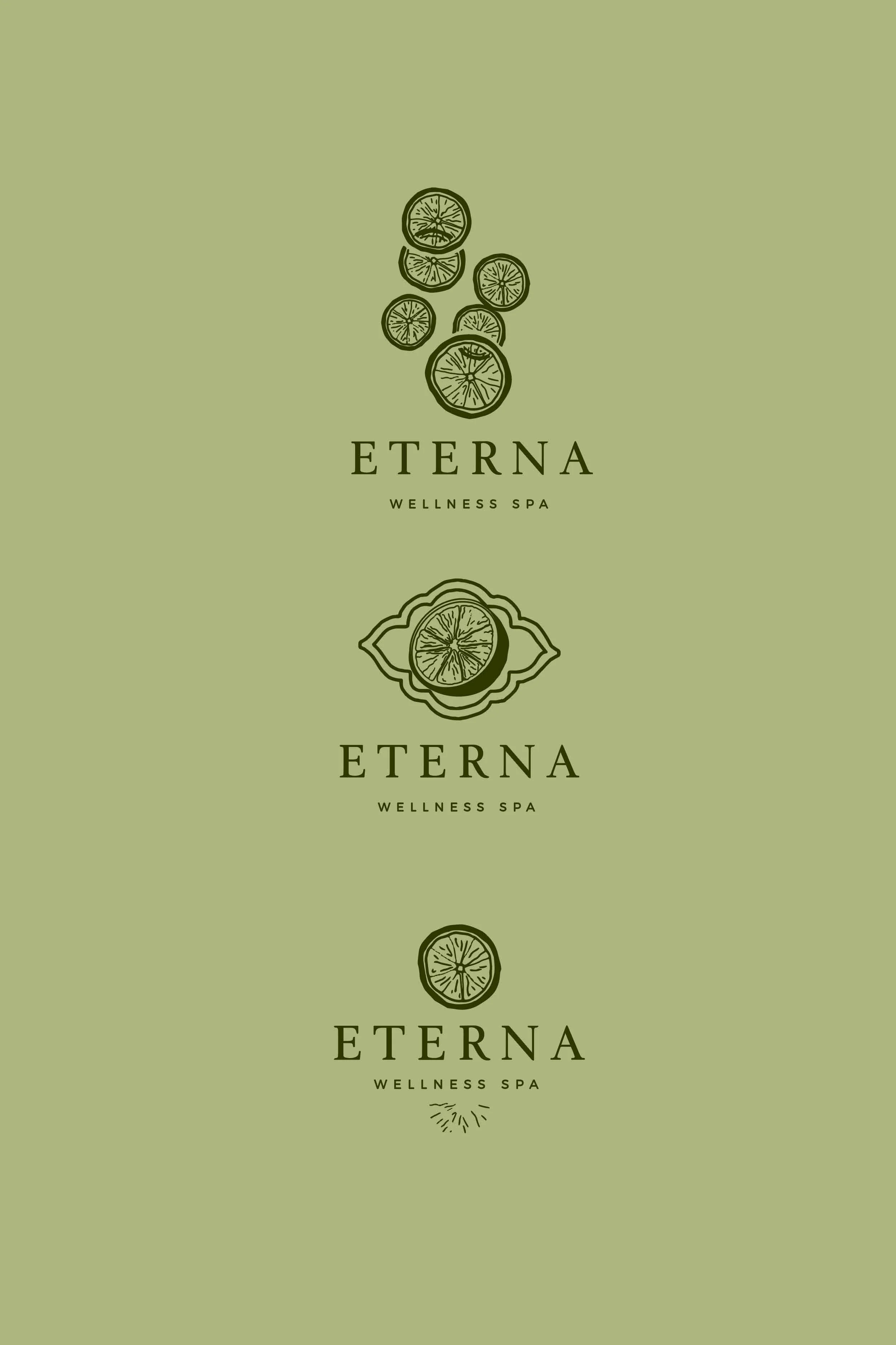 Custom logo variations for a wellness spa, featuring calming and elegant design elements. Branding created by Neourish Brand Marketing Studio.