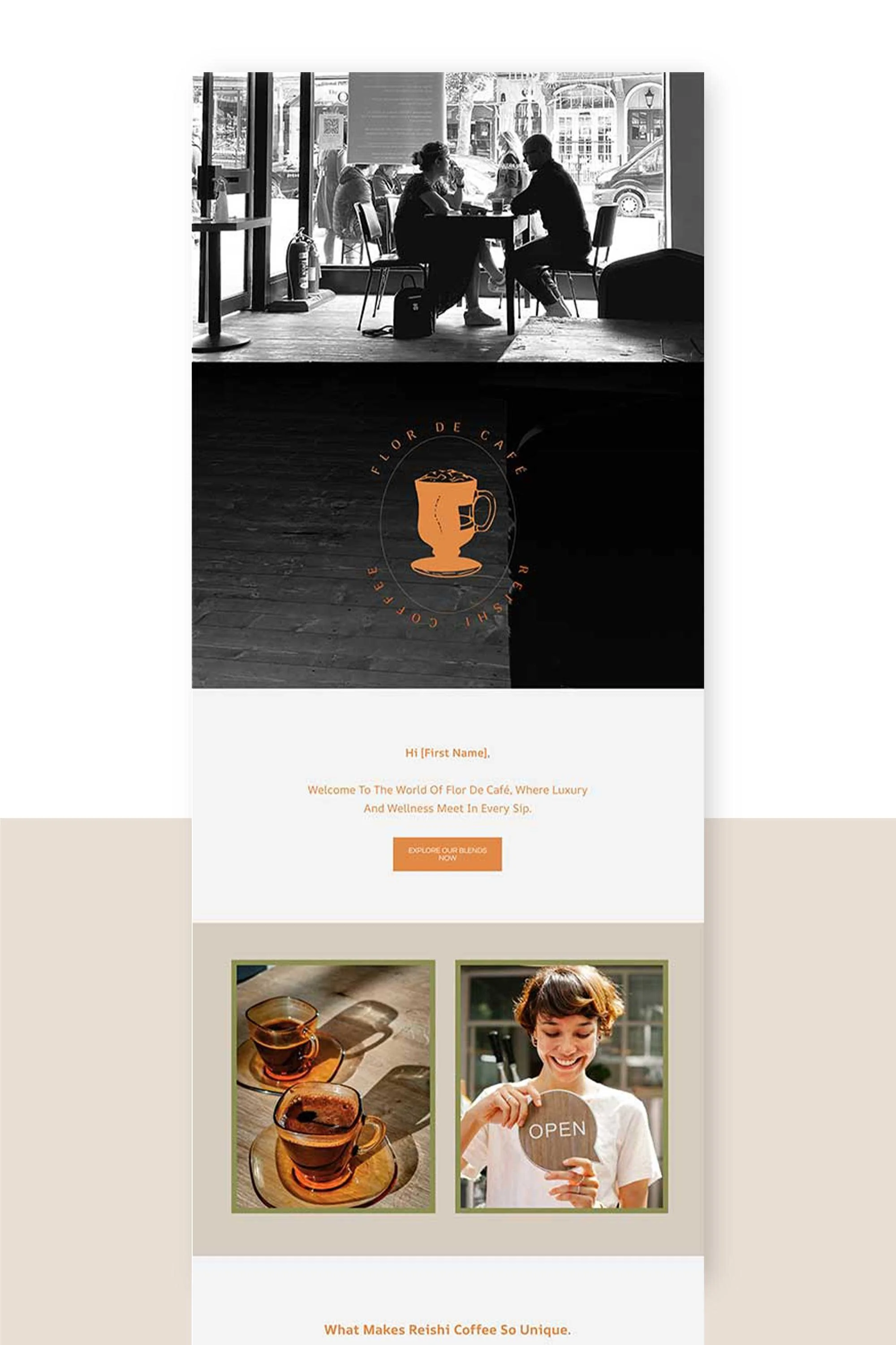 example of newsletter welcome email created for an artisan cafe. Visual Brand Identity created by Neourish Brand Marketing Studio.