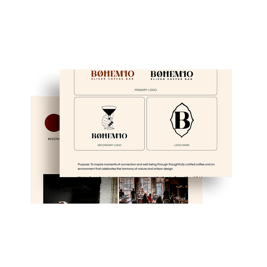 Brand logo work done for coffee bar, showing custom logo created. Branding created by Neourish Brand Marketing Studio.
