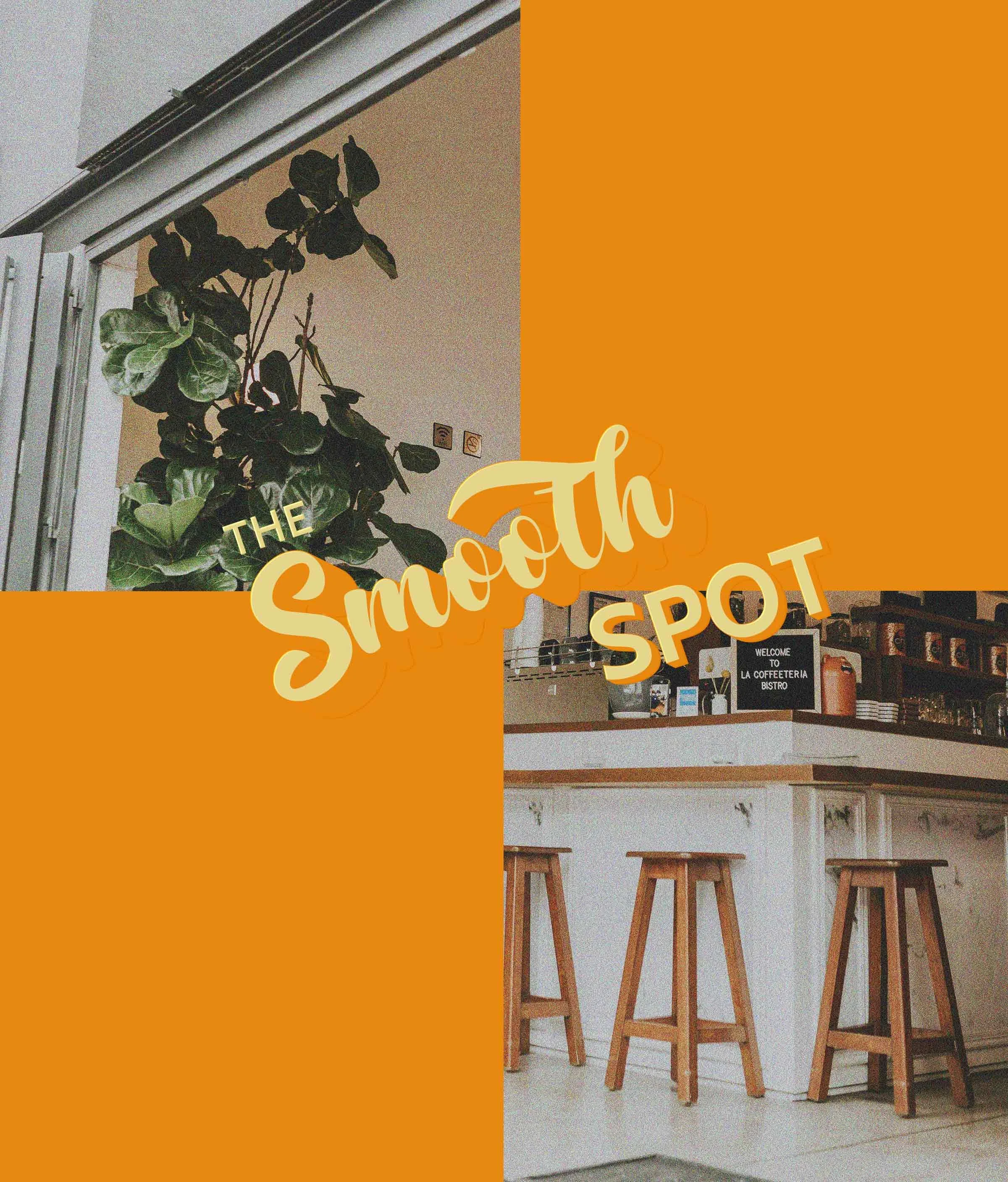 Background featuring a smoothie bar, with the logo and brand color scheme prominently displayed in the foreground, creating a cohesive and lively brand identity.