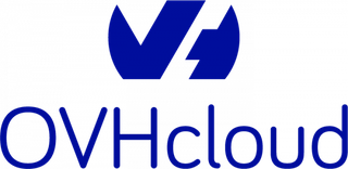 OVHcloud logo featuring a blue stylized design and text