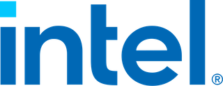 Intel logo in blue letters