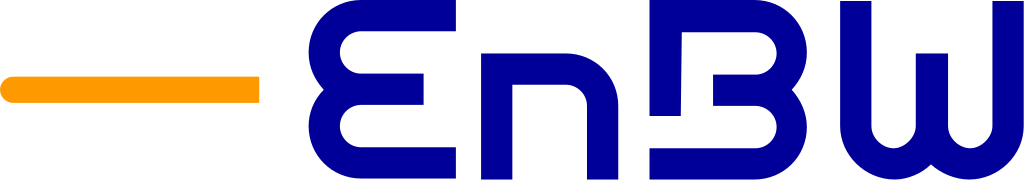EnBW logo with blue text and orange dash