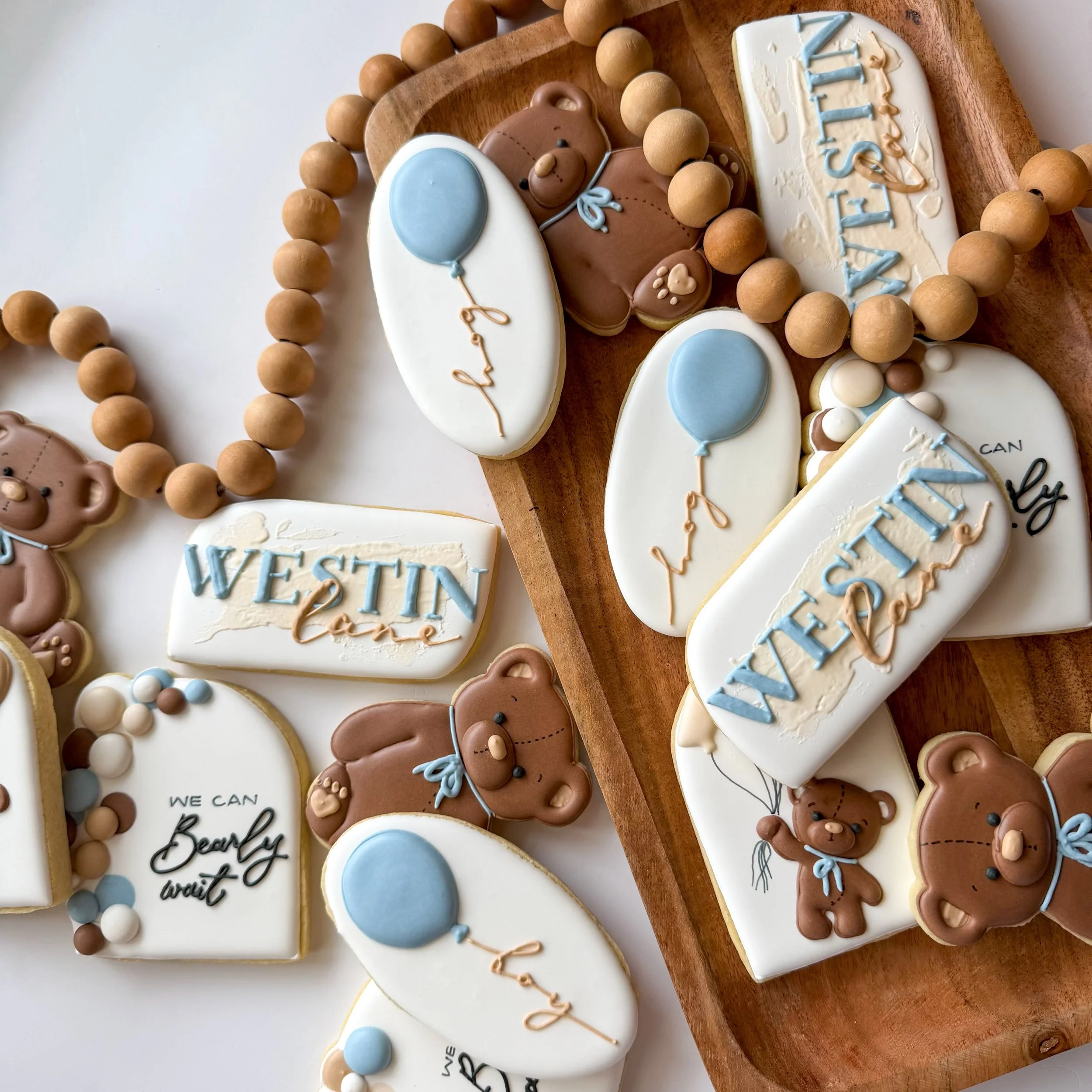 We can bearly handle a color match this good 🧸🩵 This palette came straight from the party plans 🫡 #wecanbearlywait #babyshower #customcookies #decoratedsugarcookies  #cookier
