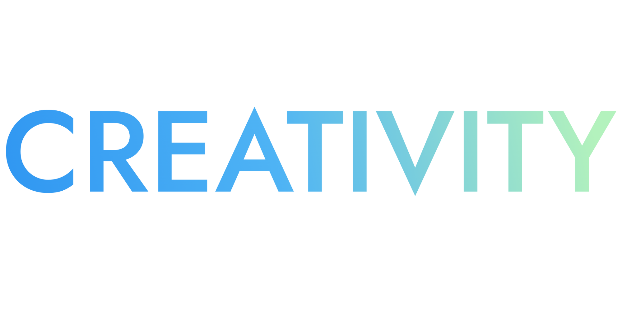 Colorful 3D text that reads "CREATIVITY" with rainbow gradient colors on a black background.