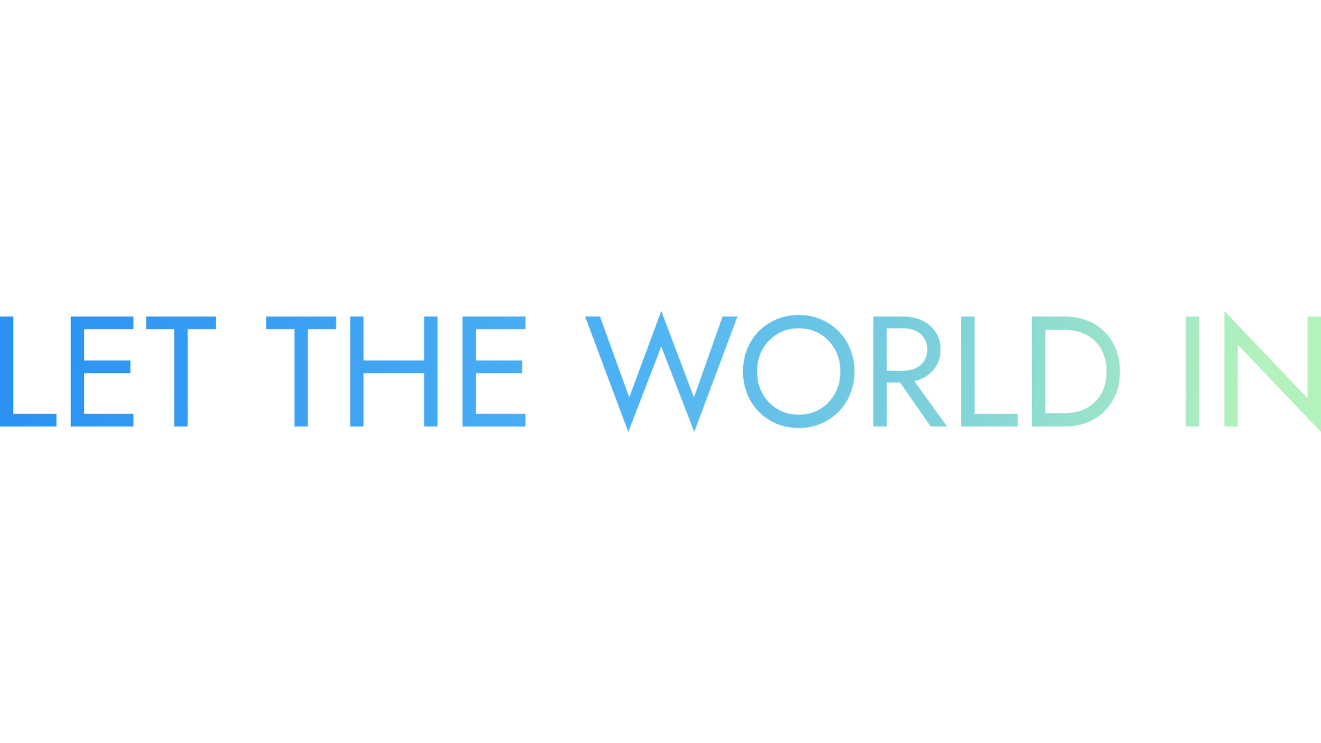 Futuristic neon-style text reading "THE WORLD" with a deep black background and blue horizontal lines.