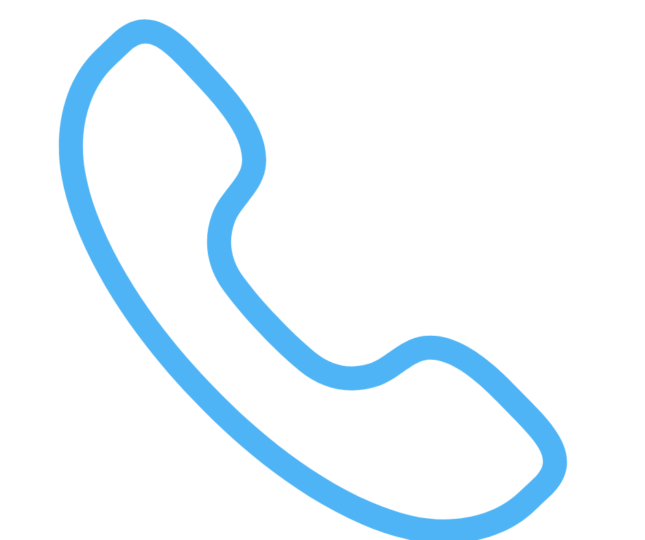 Blue outline of a telephone receiver on a black background.