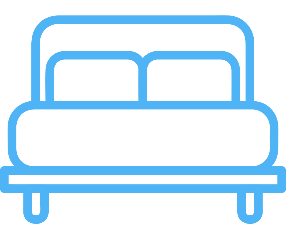 Outline of a bed with pillows.