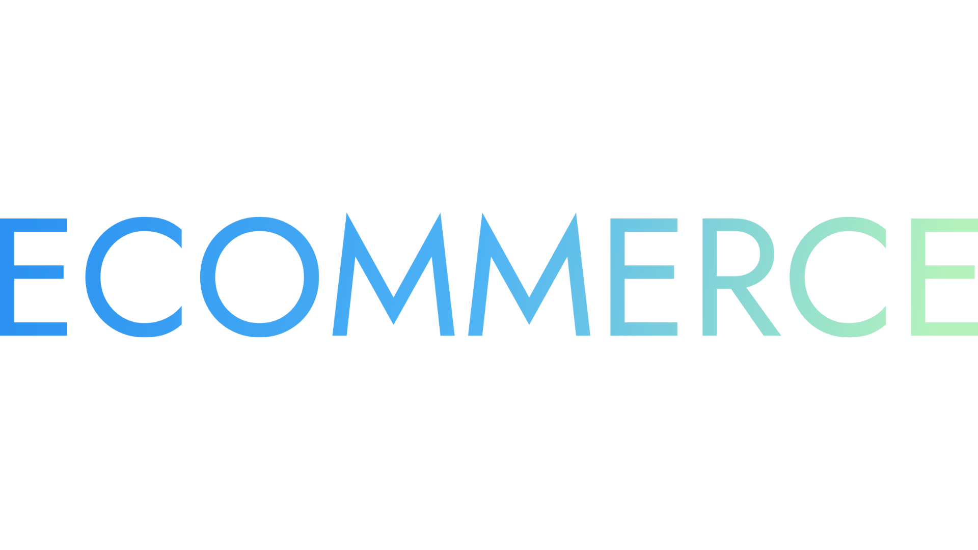 The image features the word 'ECOMMERCE' written in large, colorful, stylized letters with a blue background at the bottom.