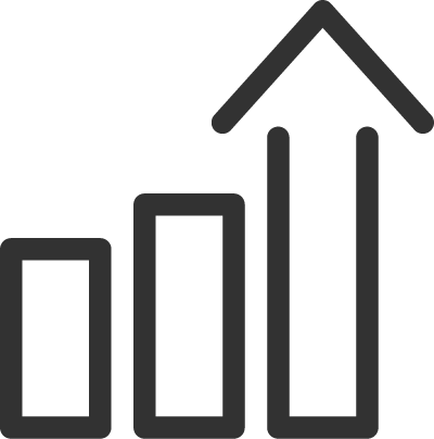 Icon mit Wachstum und Pfeil – Symbol für die visuelle Modernisierung bestehender Praxen