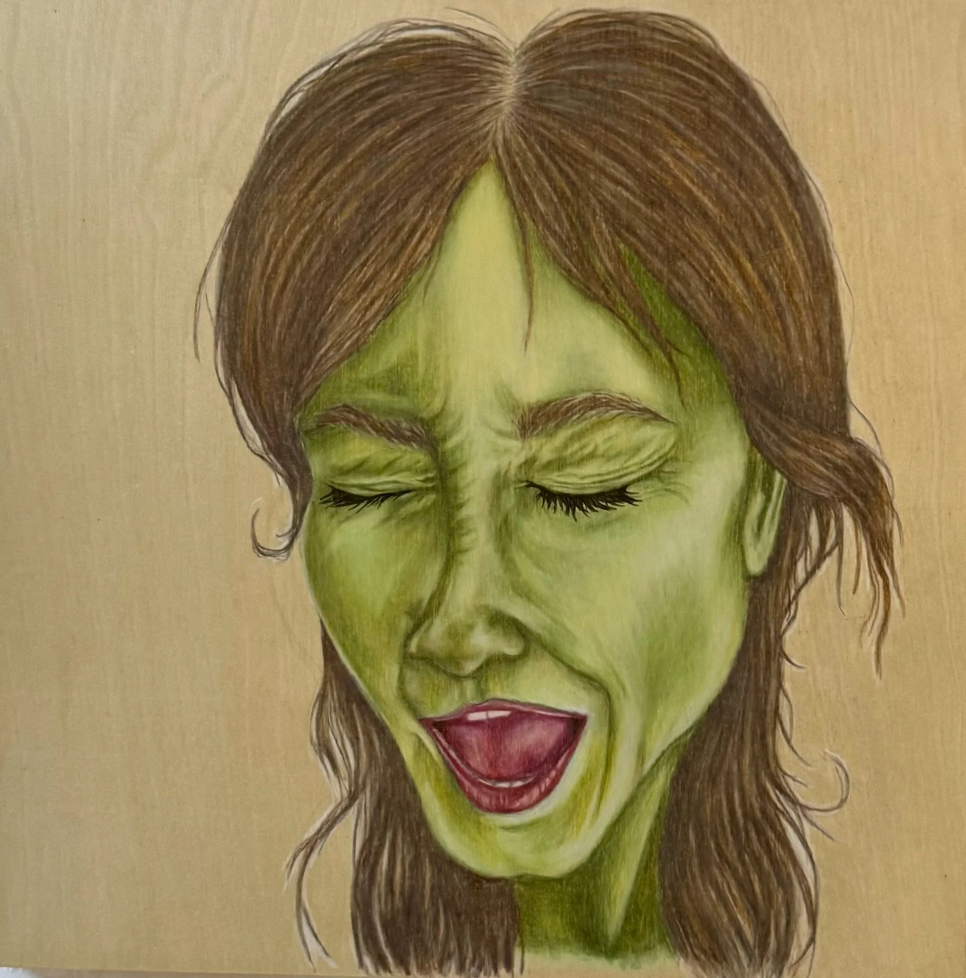'High Emotions'
Dimensions: 12in x 12in x 1in
Materials: Acrylic Paint (sides), color pencil (front) on wood board