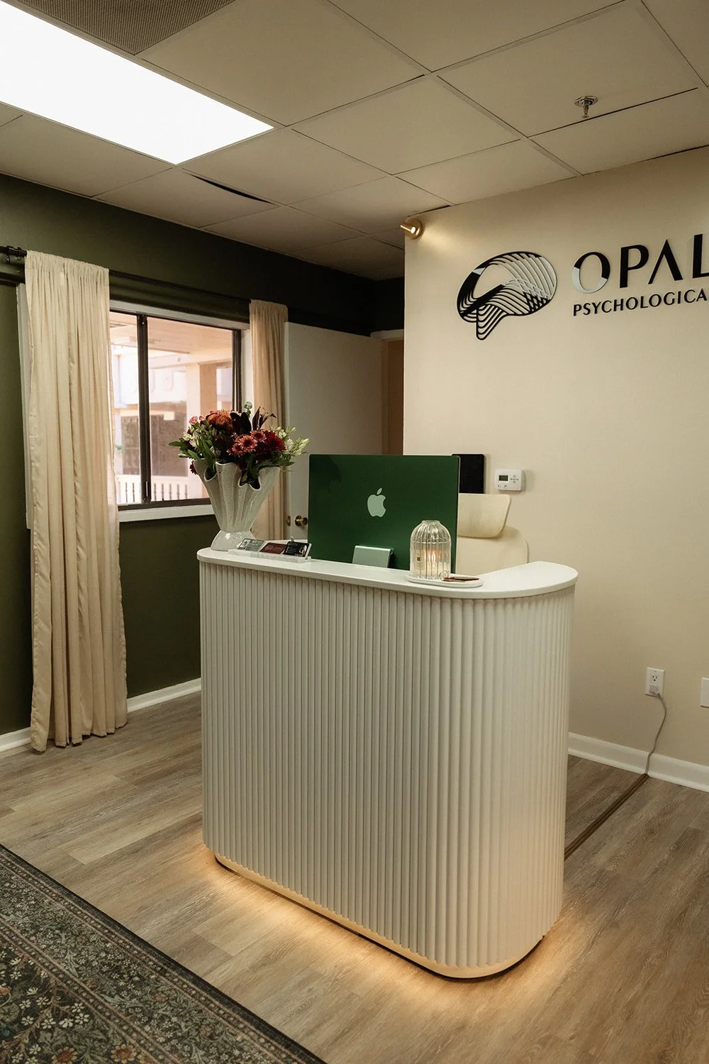 A calm, softly lit space at Opal Psychological