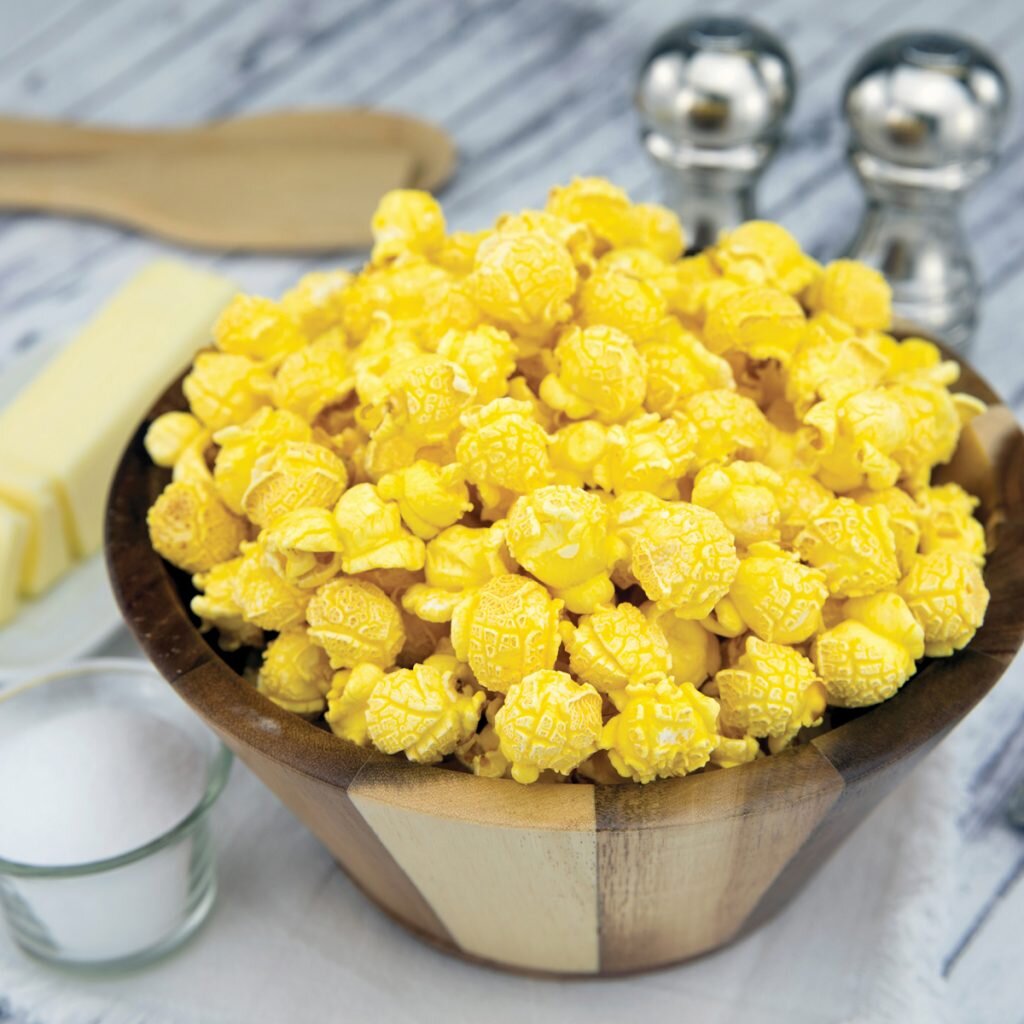 MOVIE THEATER BUTTER-
Movie theater popcorn and butter were made for each other. The toasty taste of corn complements the rich creaminess of butter, and a touch of salt develops both flavors. Double yum! Gluten Free.