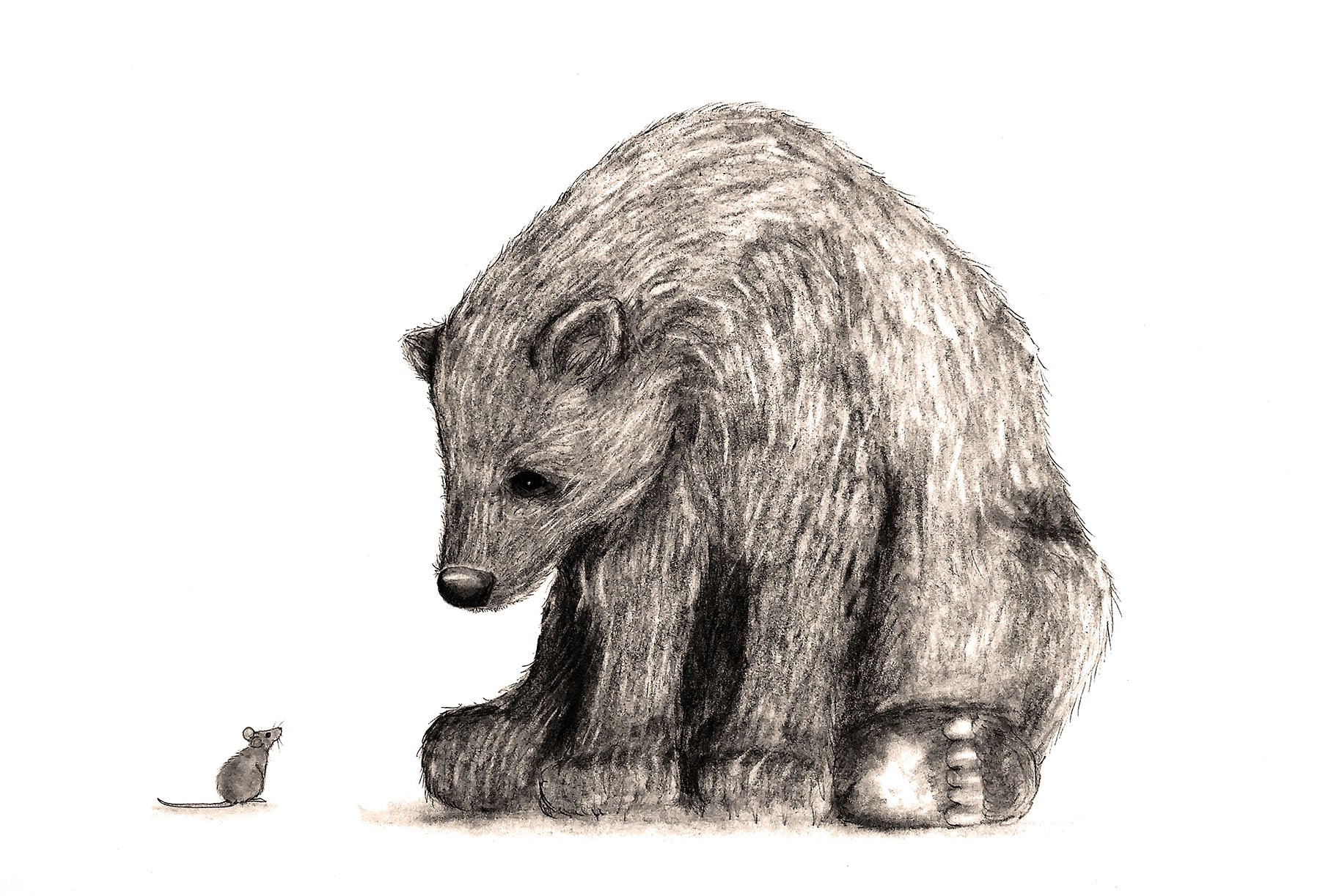 Bear and the Mouse | Charcoal on paper | 11.7" x 8.3" | 2017 | Licensed by Ikea from 2026