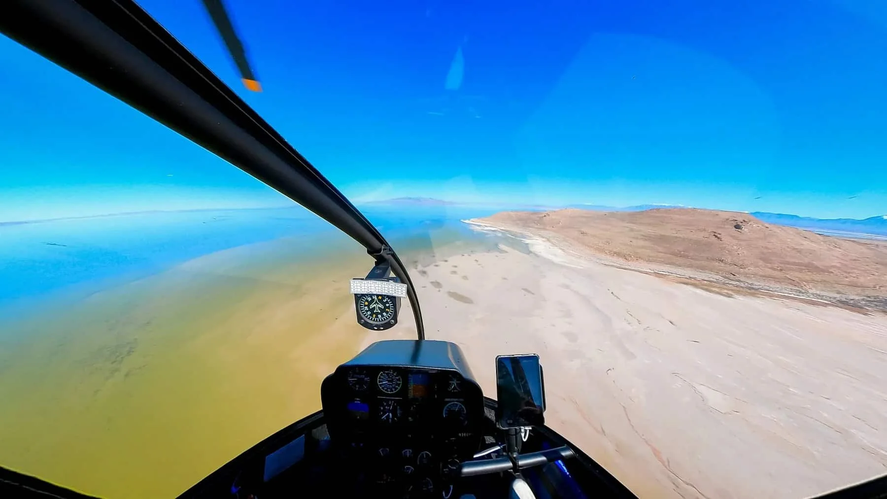Antelope Island shoreline on the Great Salt Lake from the air