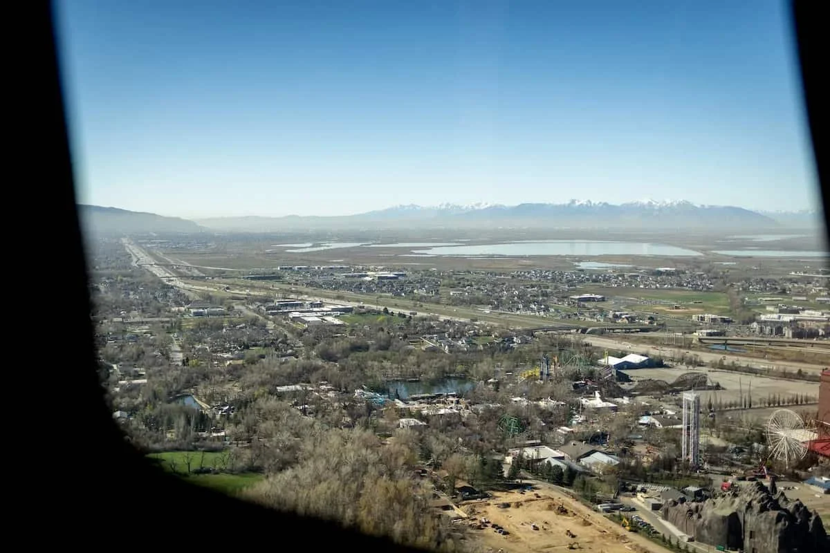 Aerial view of Salt Lake City and the Great Salt Lake