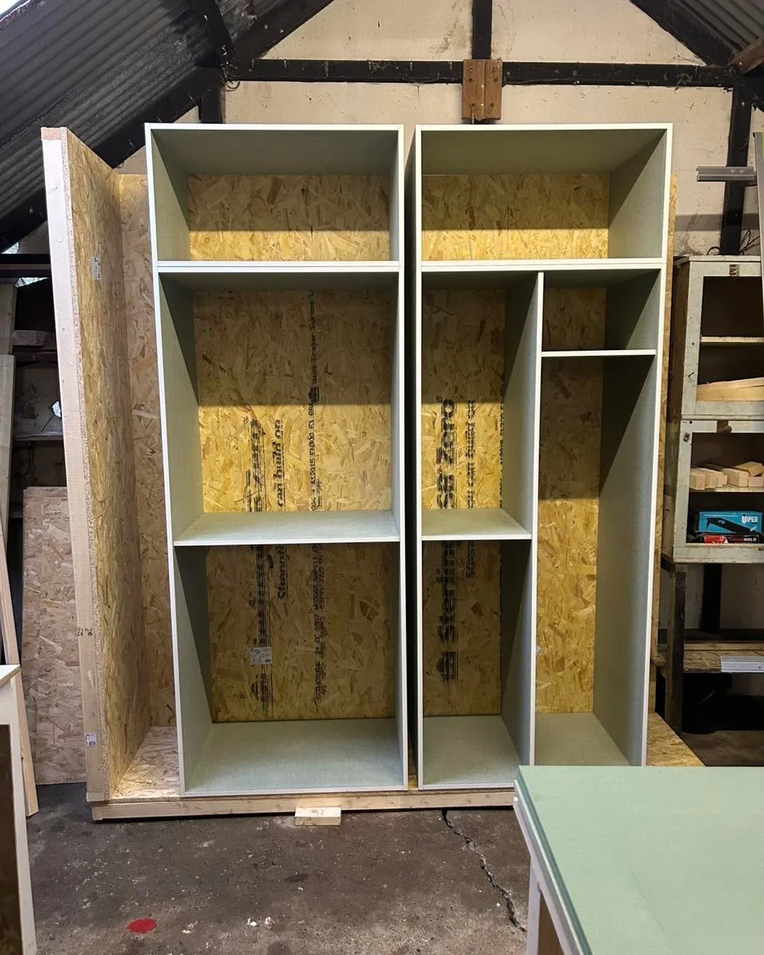 🪚In build&hellip;. This will be a set of wardrobes each side of a fireplace with shaker doors. 

🏠Our wardrobes are all made in our workshop then reassembled in your home keeping the mess in your property down to an absolute minimum!