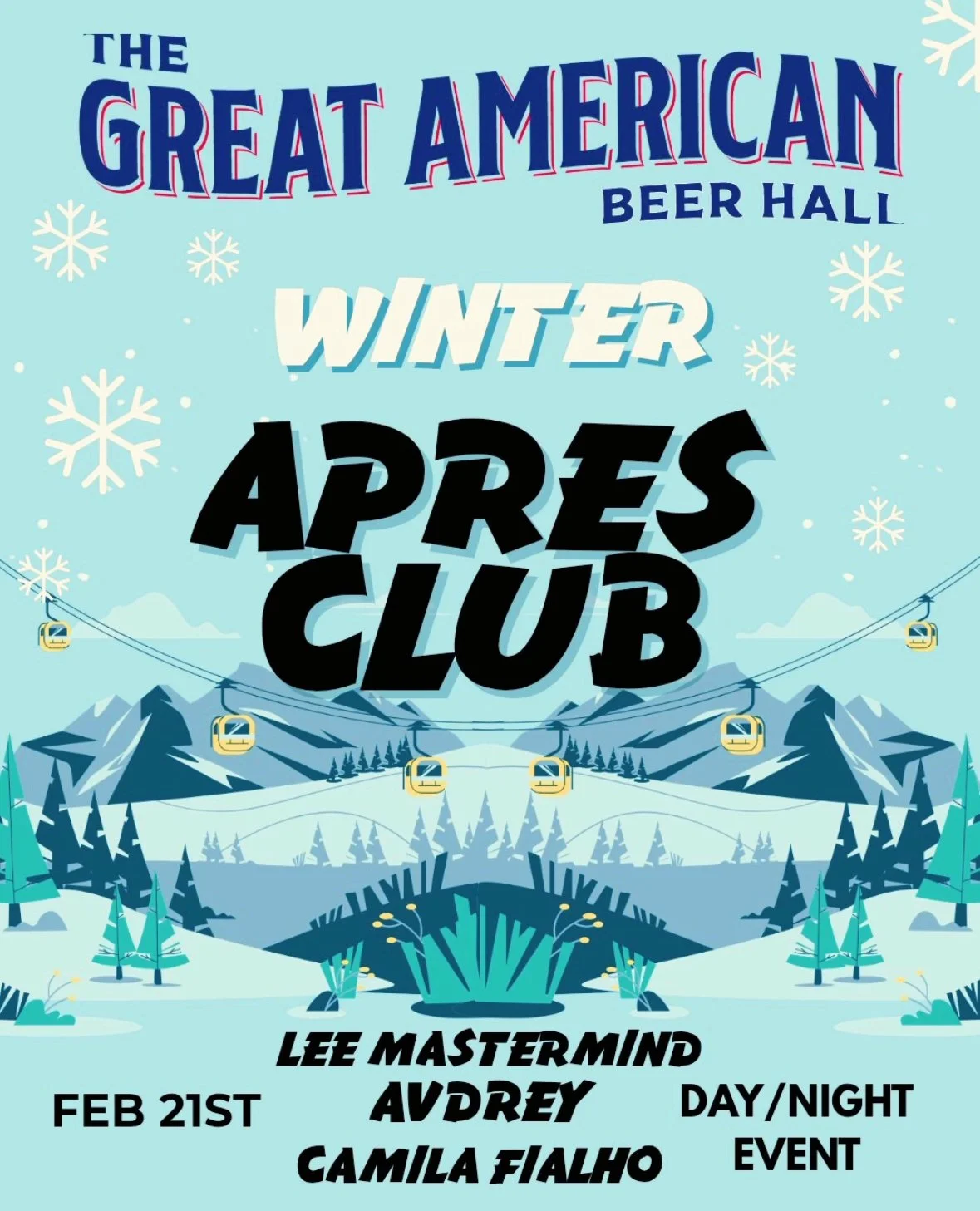 Apres ski party at the great american beer hall, boston, medford, masss