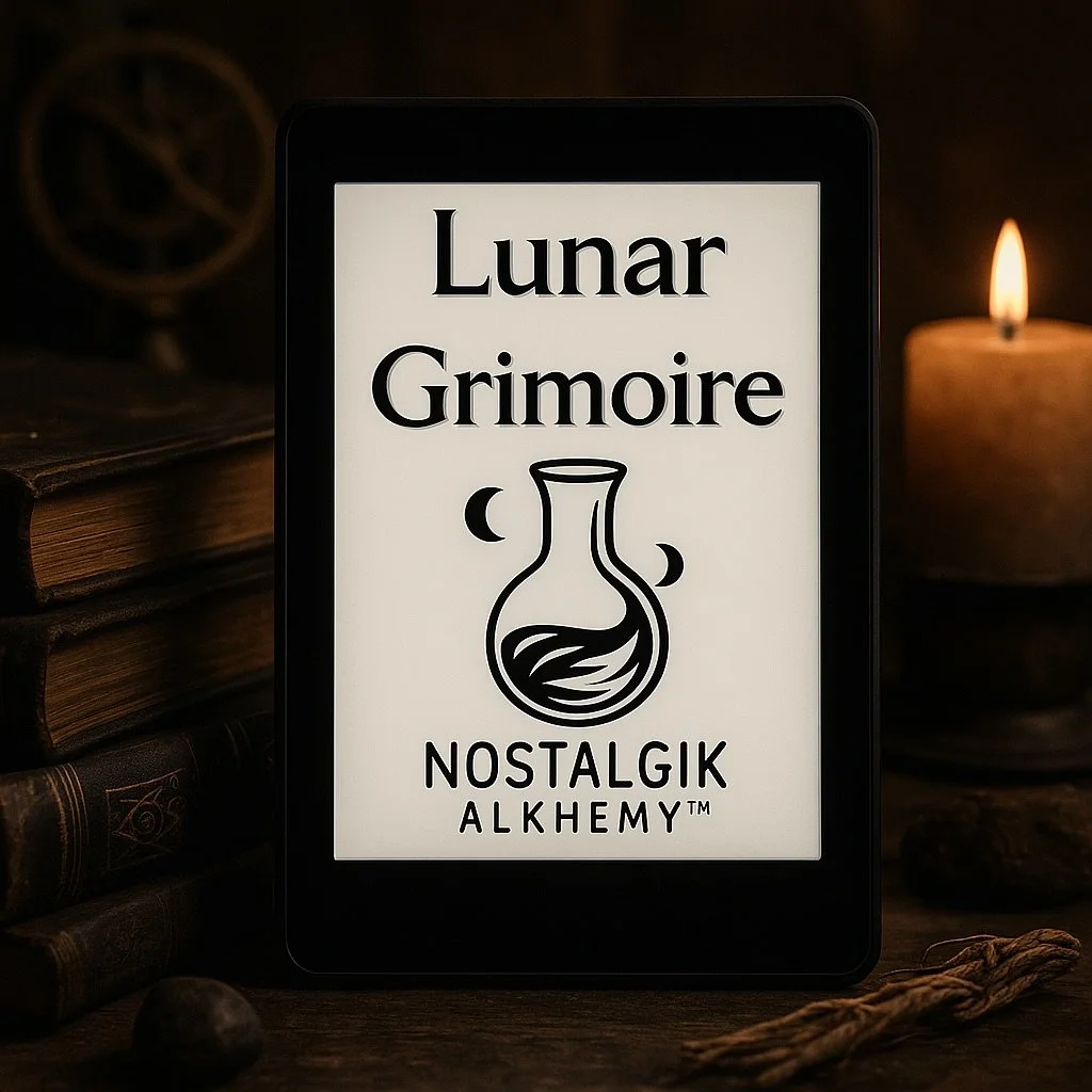 Lunar Grimoire: An Alchemical Guidebook for Sacred Regeneration 

Inside, you&rsquo;ll find rituals, spells, and moon phase practices that align with the cycles of the moon. Each page invites you to turn alchemy into wellness, and each ritual brings 