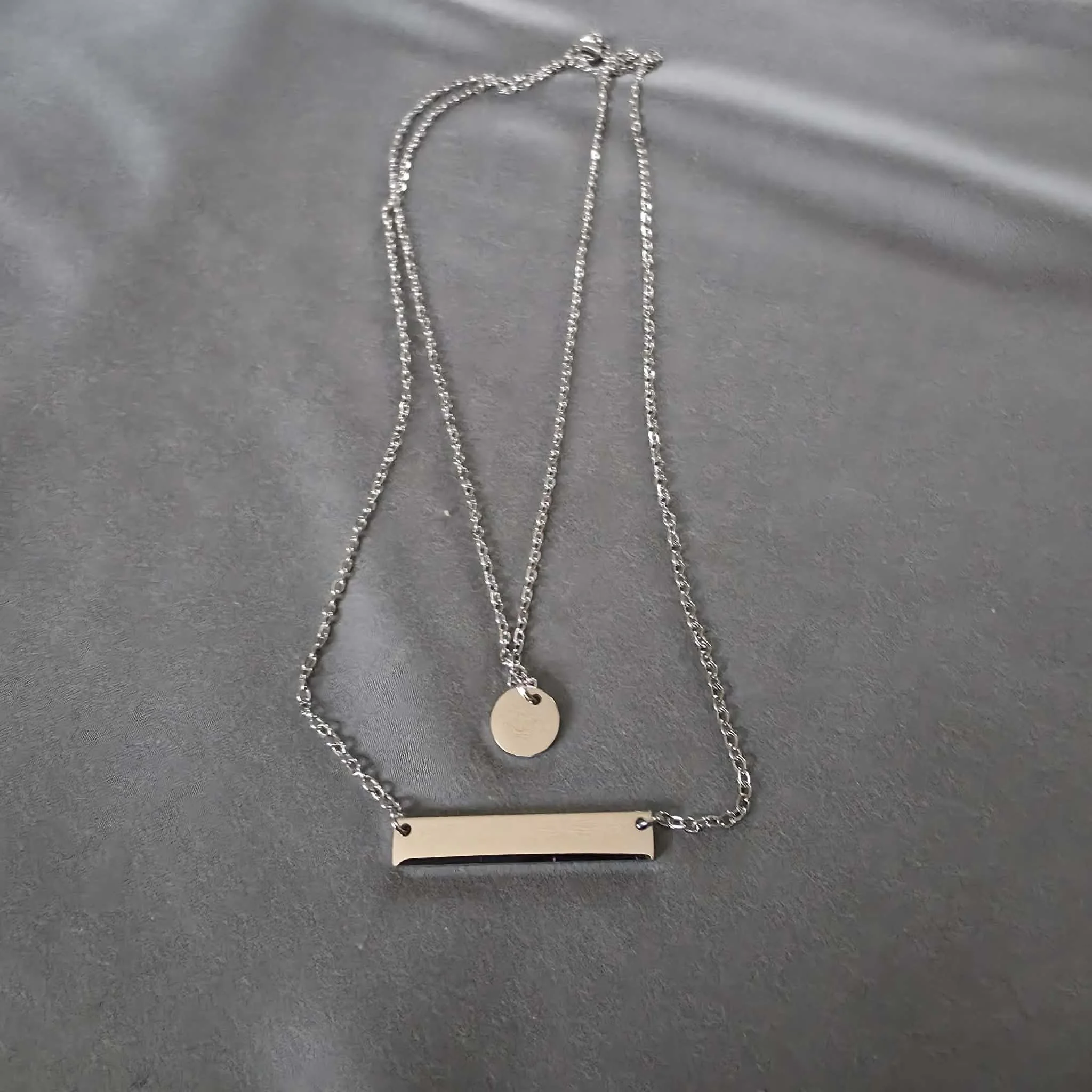Layered Bar and Disc Necklace