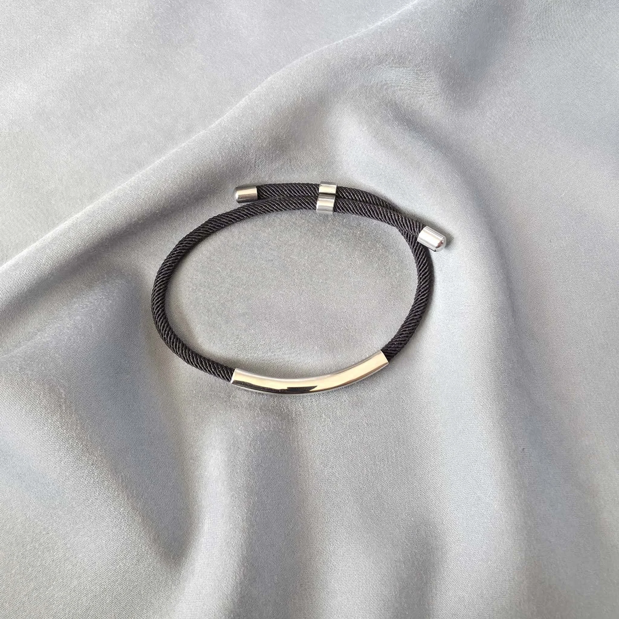 Refined Curved Bar Cord Bracelet