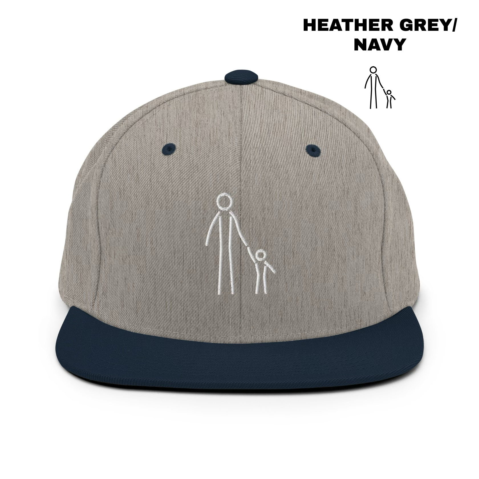 Father & Child Snapback - Heather Grey:Navy.png