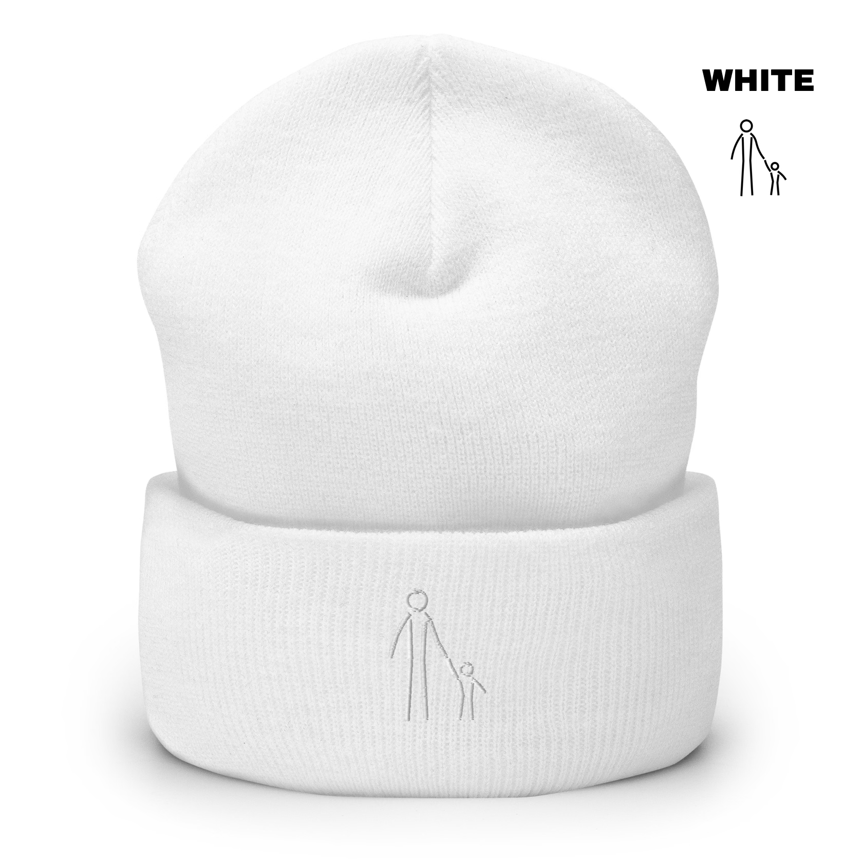 Father & Child Cuffed Beanie - White.png