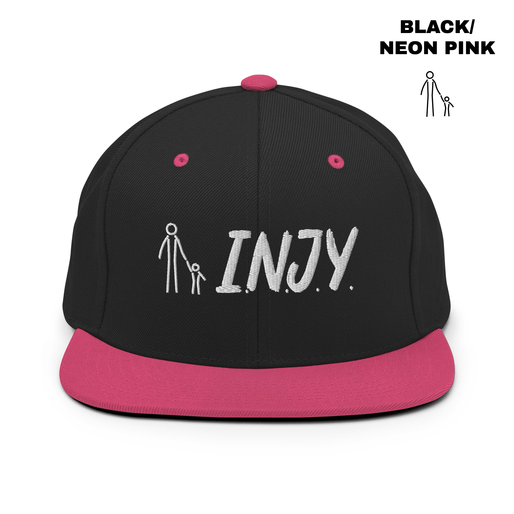 INJY Snapback - Black:Neon Pink.png