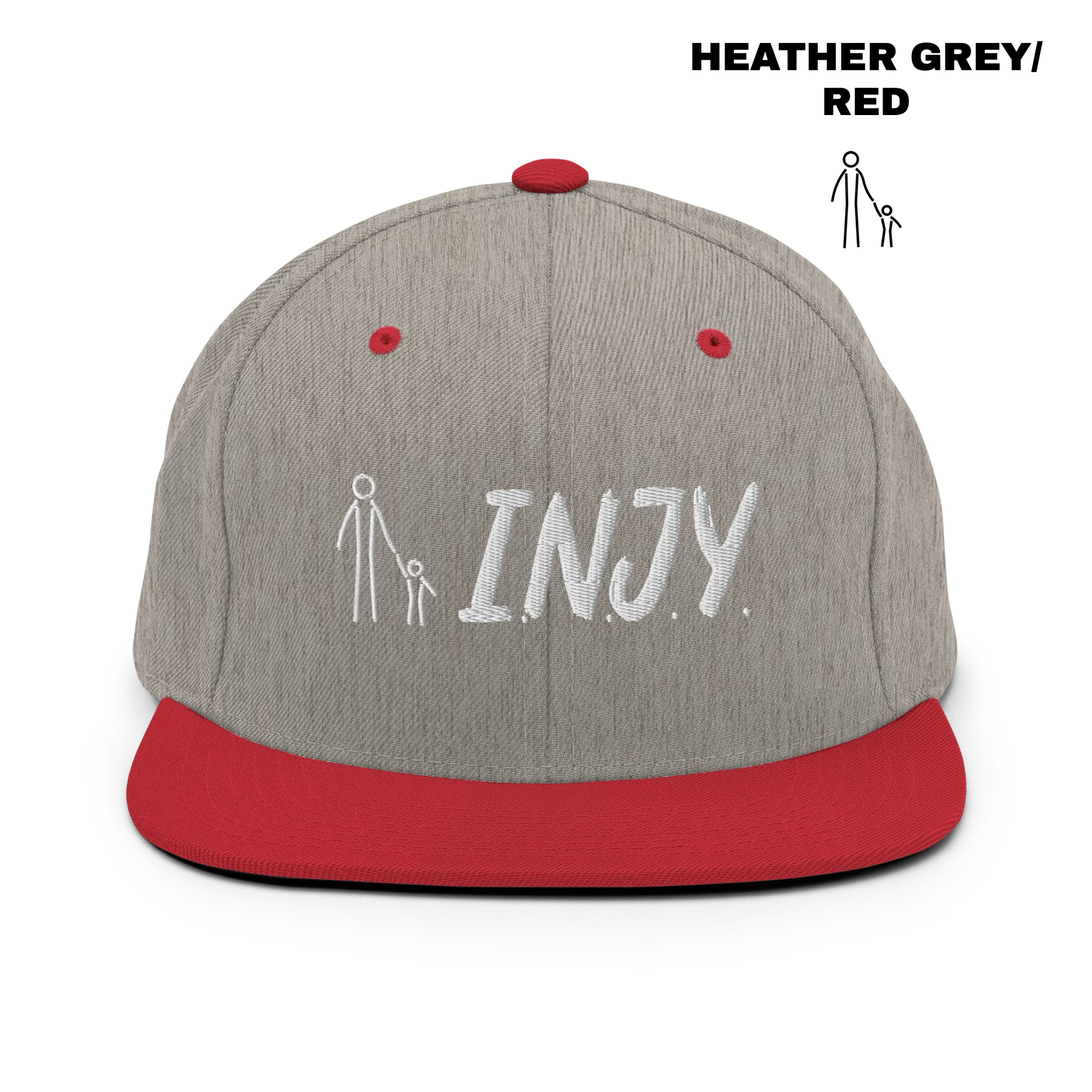 INJY Snapback - Heather Grey:Red.png