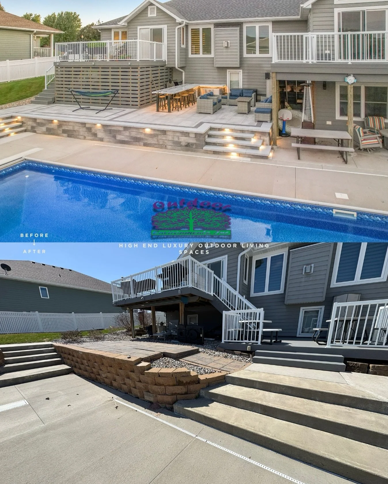 Here&rsquo;s a dramatic transformation: from basic backyard to a high-end retreat with custom hardscaping, elevated entertainment zones, and designer lighting. 

Your dream living space awaits in the Siouxland area, where Outdoor Environments brings 