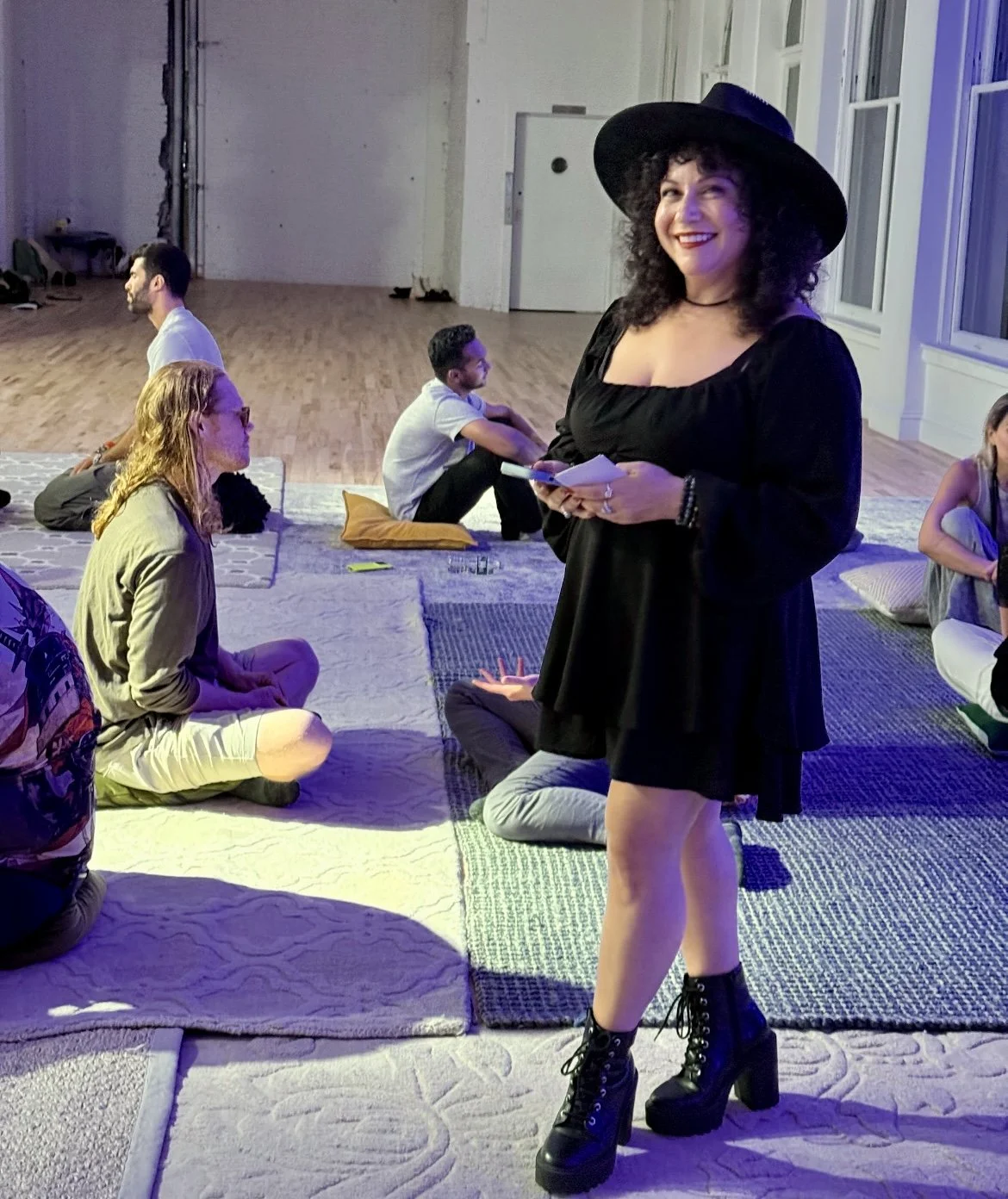 Jessica Stewart leading a women's love and embodiment workshop, Manifest Love Coaching