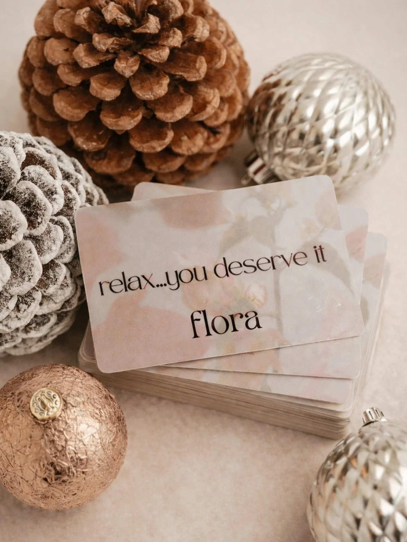 The countdown is on and the best gifts are the ones that let you slow down. 🤍❄️🎁

Flora gift cards are available online 24/7, with physical cards are available this Saturday at our pop-up from 12-5!! 

Don&rsquo;t forget, if you spend $250+ and we&