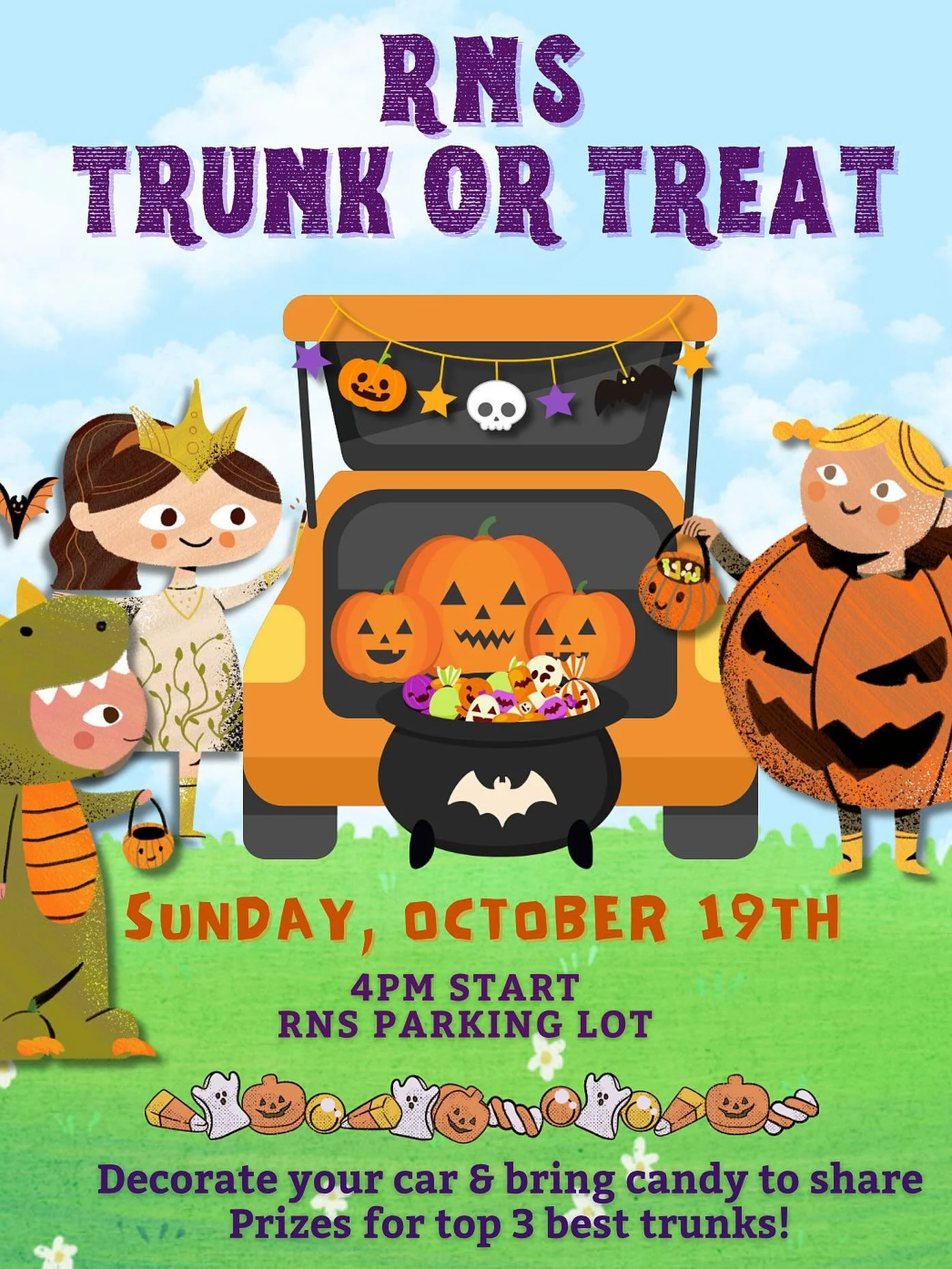 👻🕸️ Ghosts, ghouls and goblins beware&hellip; it&rsquo;s time for the RNS Trunk or Treat if you dare! Join us for spooky trunks, sweet treats and lots of Halloween fun! 🍬✨ 

🧙&zwj;♀️Witch way to the treats &amp; spooktacular bash? Students and fa