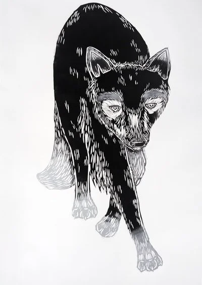 "The Hunt", 2015, relief on Arches 88, 42" x 30", edition: 8