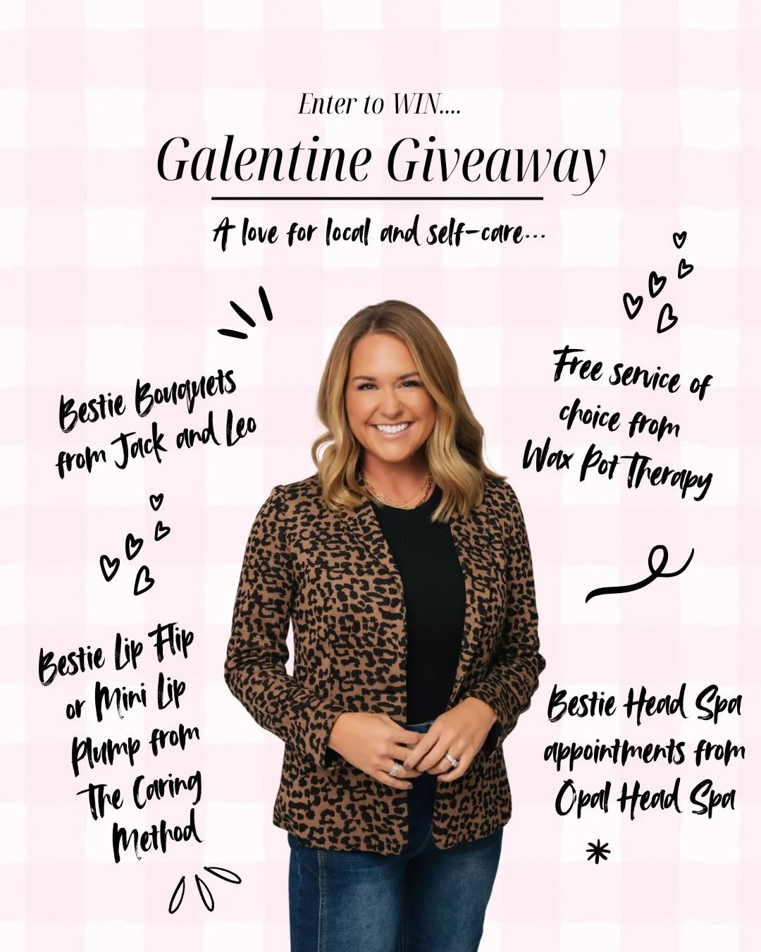 💖 Galentine&rsquo;s Giveaway Time! 💖

Because every girl deserves a little extra love this Valentine&rsquo;s season. ✨

HOW TO ENTER: 
1️⃣ Like this post

2️⃣ Follow ALL accounts: 
@beautybycari_fnp 
@waxpottherapy 
@opal_head_spa 
@jack.and.leo 


