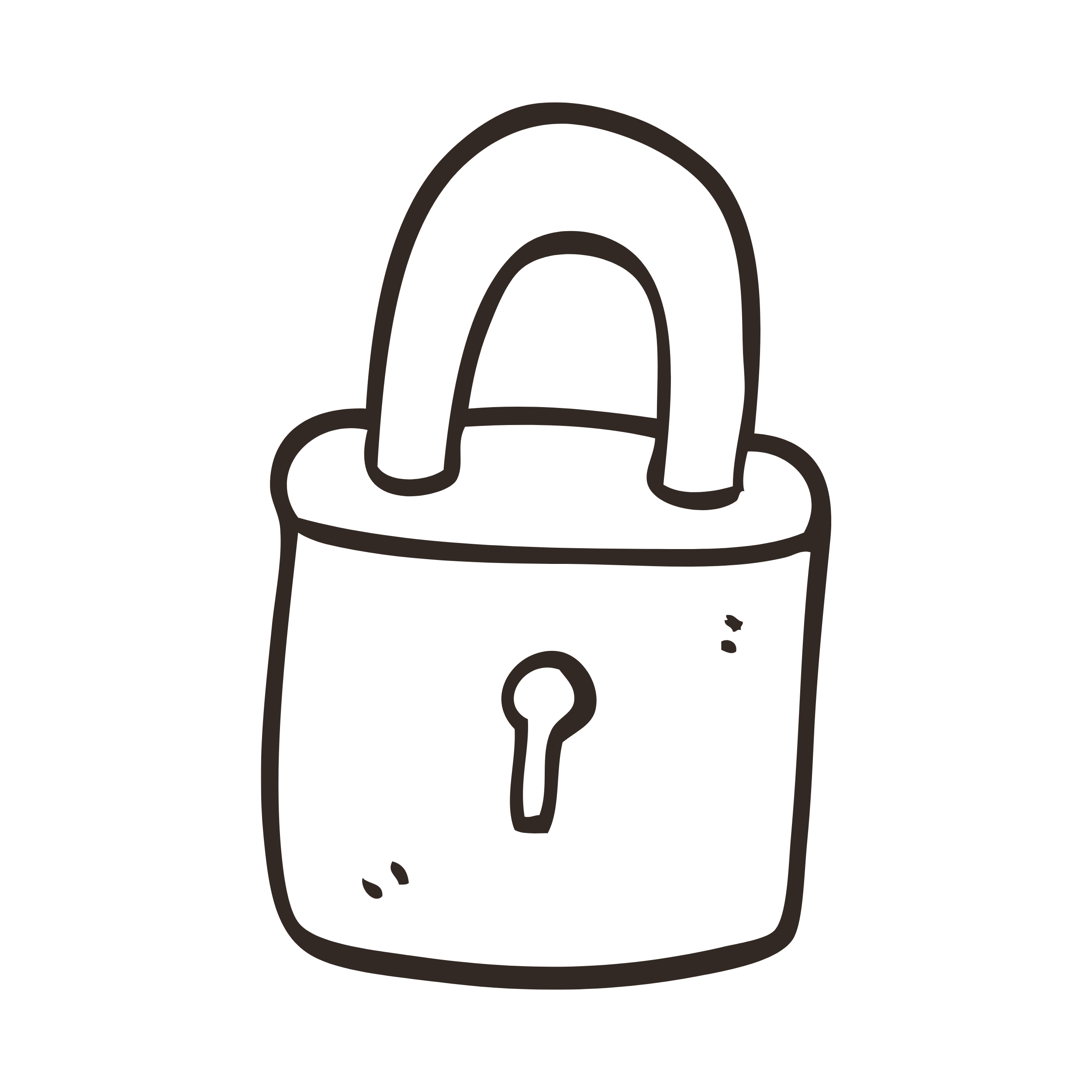 Line drawing of a padlock with a keyhole on the front.