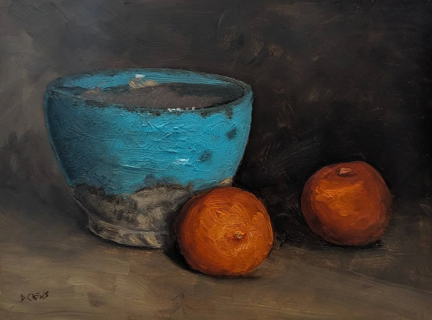 Bowl with mandarin oranges
Oil on panel, 6&quot;x8&quot;

#oilpainting #stilllifepainting #stilllife #oranges
