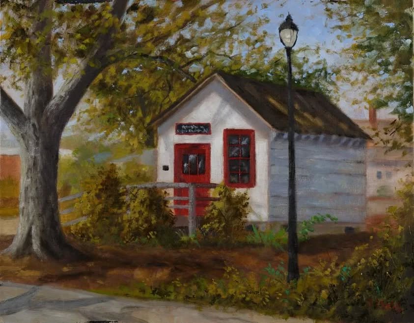 Enjoyed participating in the Fuquay-Varina En Plein Air Paint-off over the weekend. My subject was the old Fuquay Springs post office. I was fortunate enough to receive 2nd place for this piece - 11x14&quot; oil on linen panel

#oilpainting #landscap
