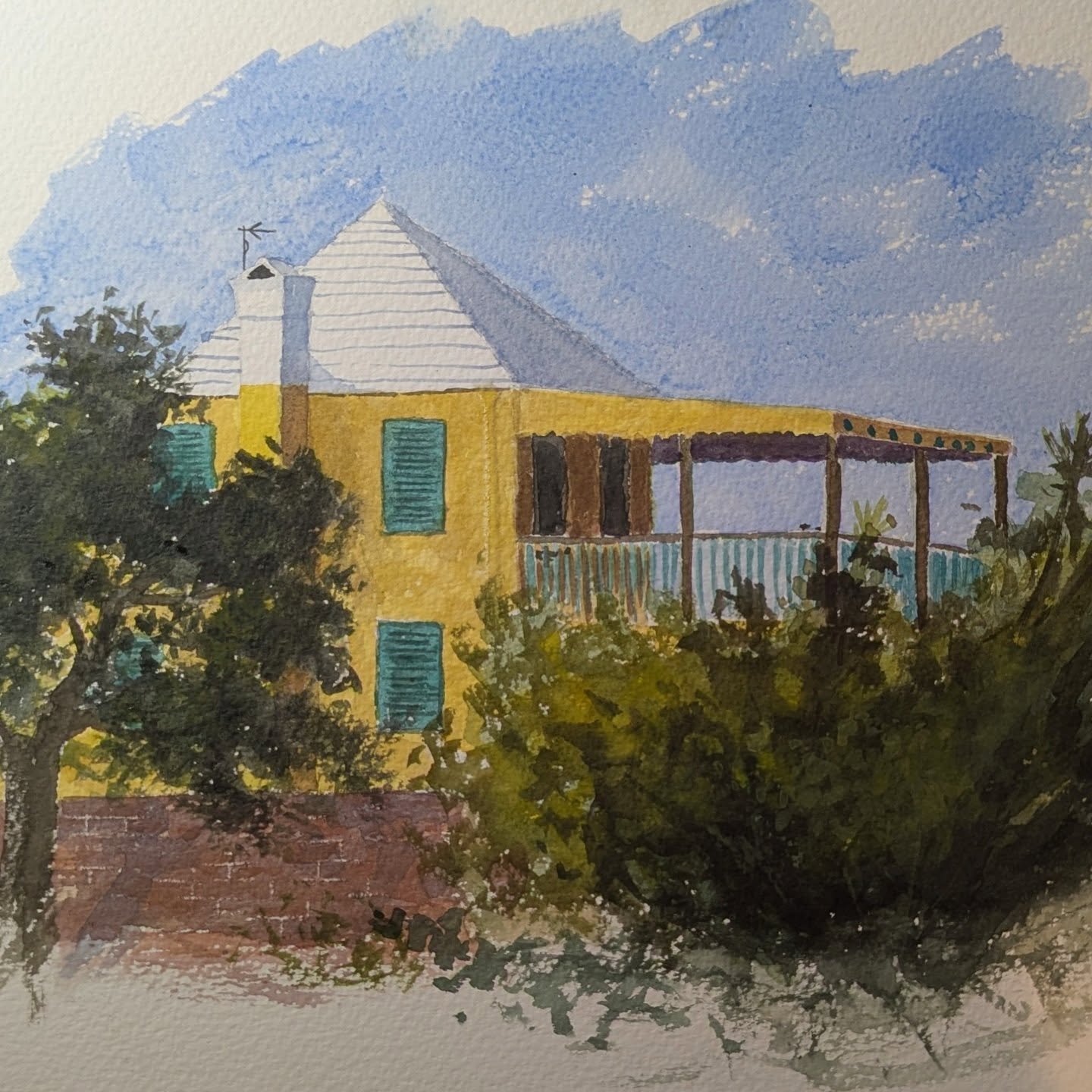 Yellow House in St. George's, Bermuda

11x14&quot; watercolor on paper

#watercolorpainting #bermuda #bermudaart #stgeorges