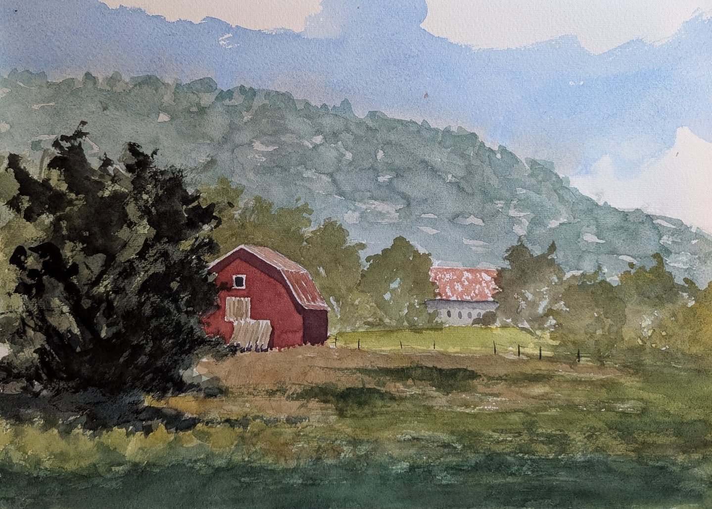 Mountain Farm
10x14&quot;, watercolor on paper

#watercolorpainting #landscapepainting #watercolorlandscape #barn