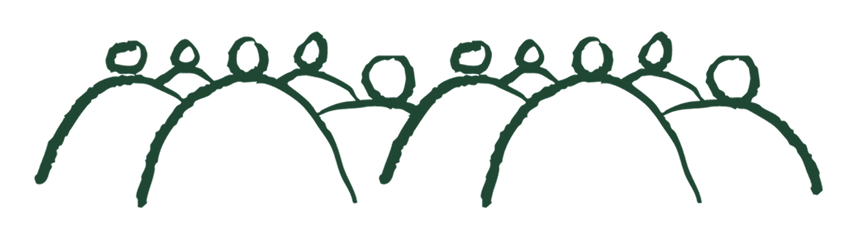 Line drawing of a group of people standing close together.
