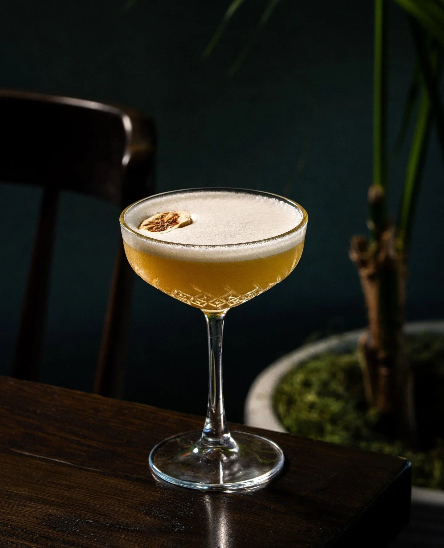 B-A-N-A-N-A-S made with rum, banana liqueur, amaretto, lemon, and meringue. Fun to spell, more fun to drink.