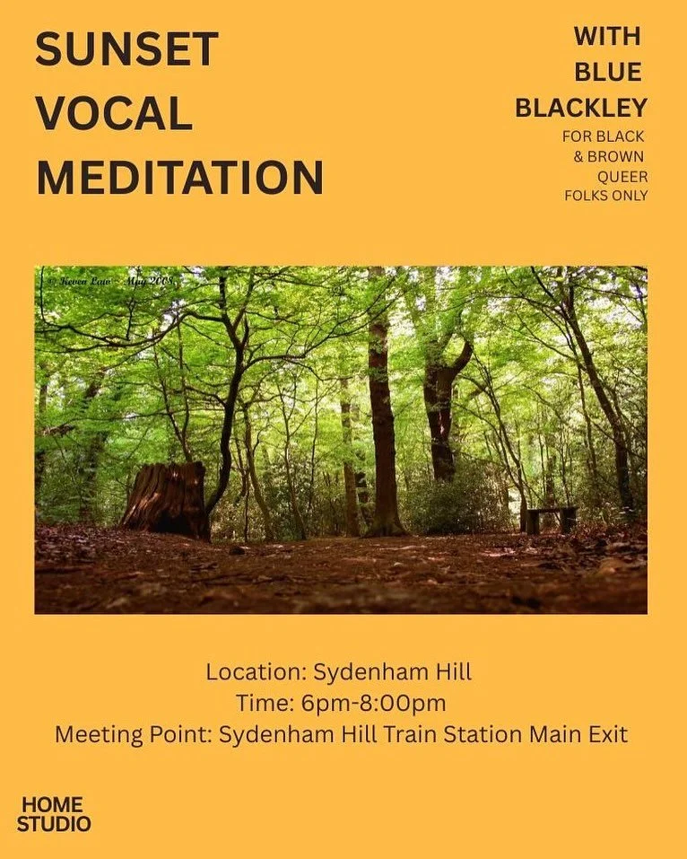 Join us Tuesday May 20th for a new wonderful event!
This somatic sound meditation will take place at sunset in Sydenham Woods. 
Using our breath and our mood to guide our sound, we will collectively release sighs and songs. 
An experiment of liste