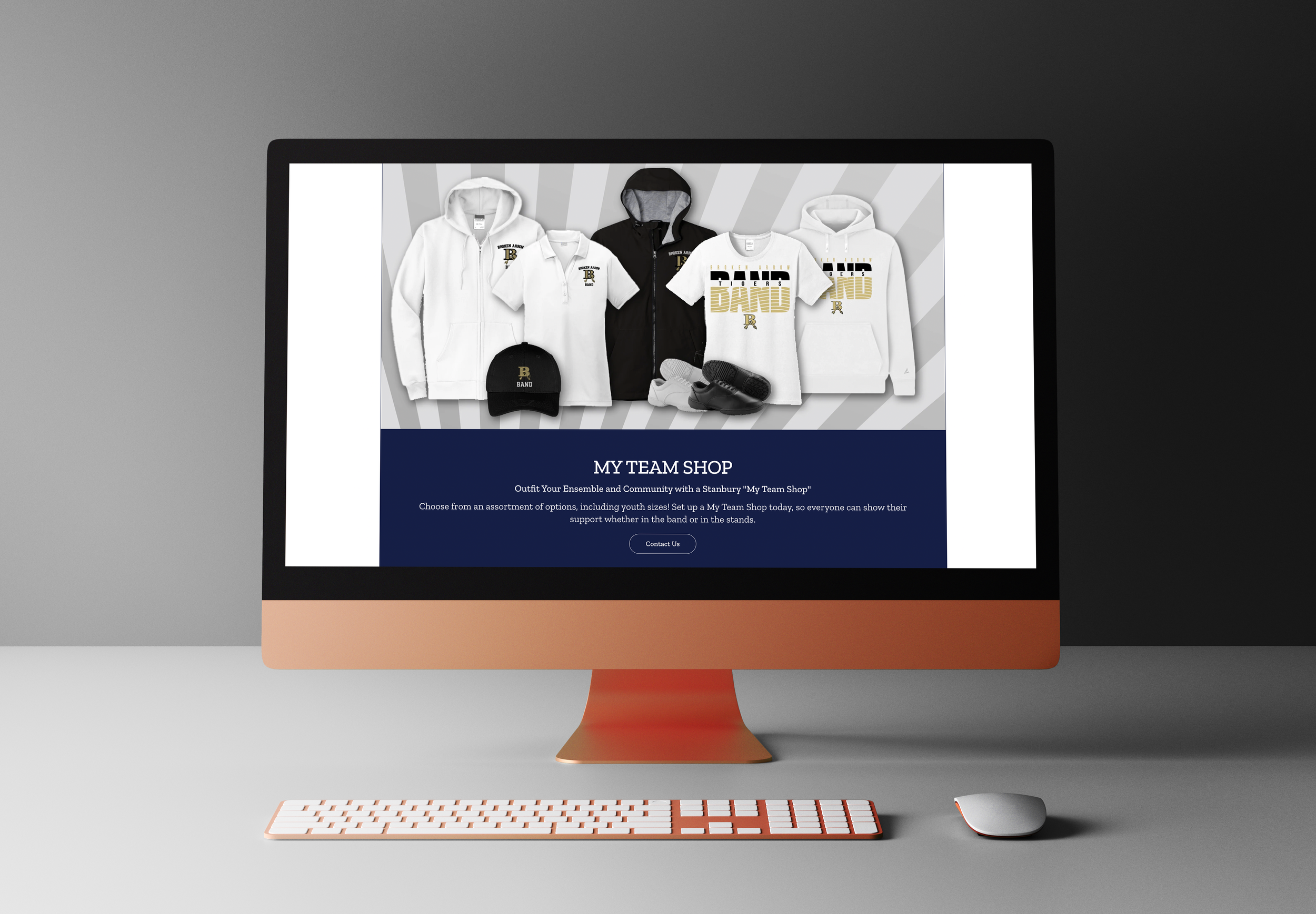 This is a banner that I created for the Stanbury website, showcasing items that could be customized and purchased through their Team Shop.