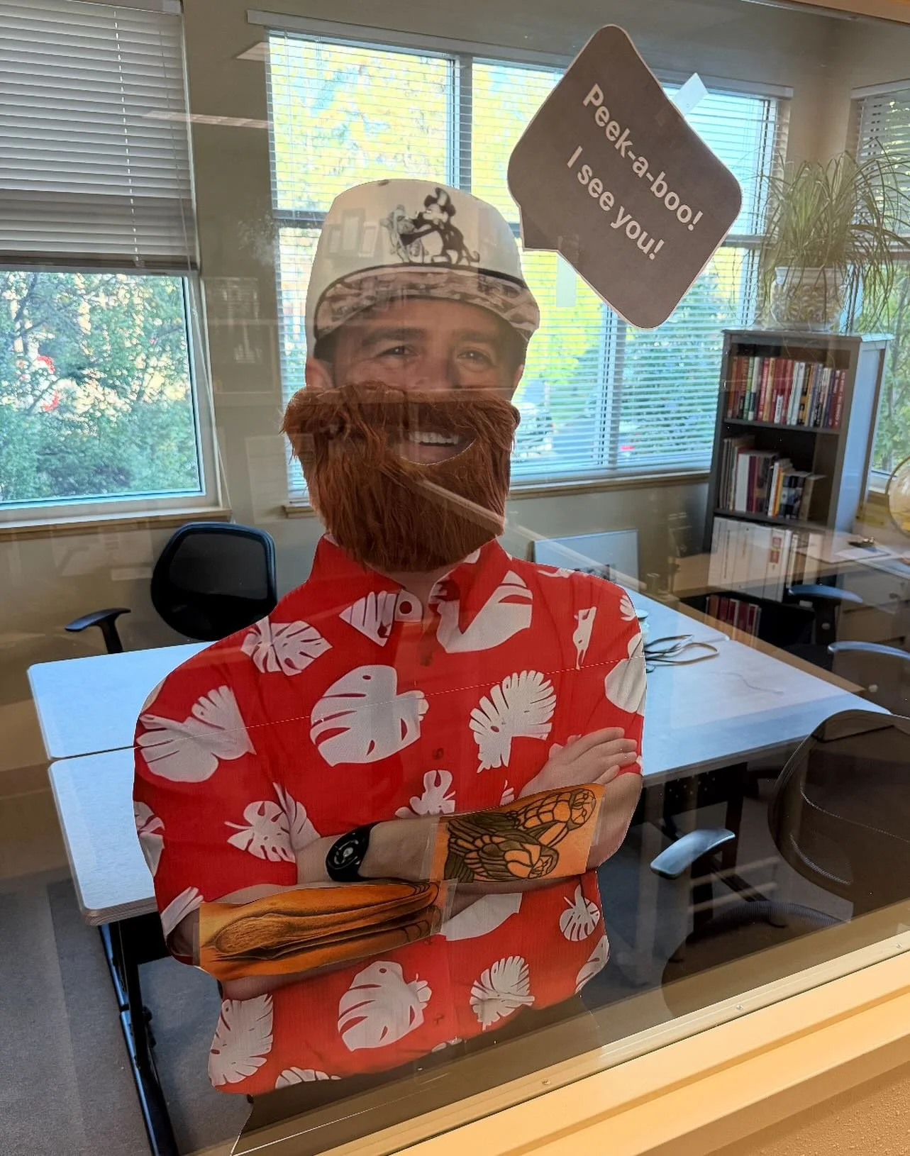 Meet Flat Bill:
✔️ Appears when you least expect it (and never when you do)
✔️ Zero meetings required
✔️ 100% more beard &amp; questionable ink 

Happy Friday from #theoffice where things are fine and definitely normal 😂
