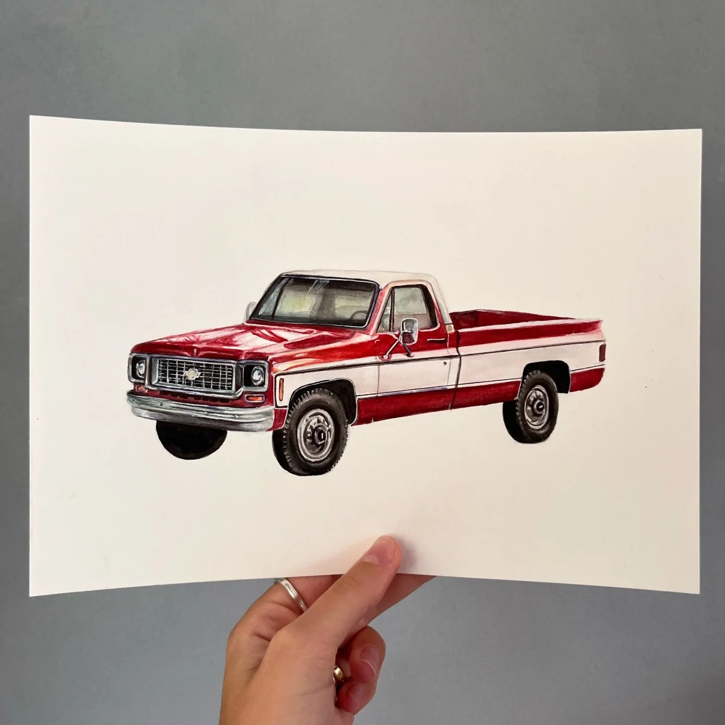 A collection is starting to form&hellip;❤️

Process of painting this 1973 C/K series Chevy truck in watercolours ✨

I&rsquo;ve been really enjoying doing these car illustrations and although this is only the fourth car I&rsquo;ve painted, I&rsquo;m a